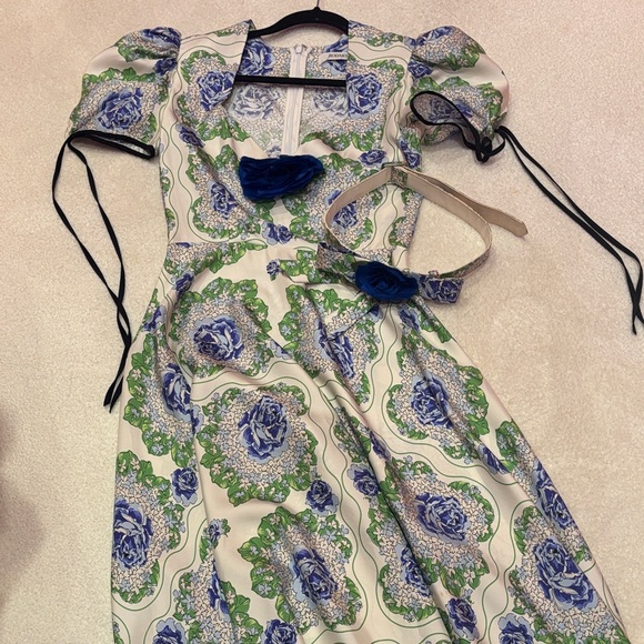 Rodarte Blue and Green Floral Maxi Dress - Picture 2 of 12